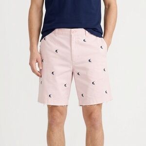 J. Crew Pink Shorts with Navy Marlin Embroidery